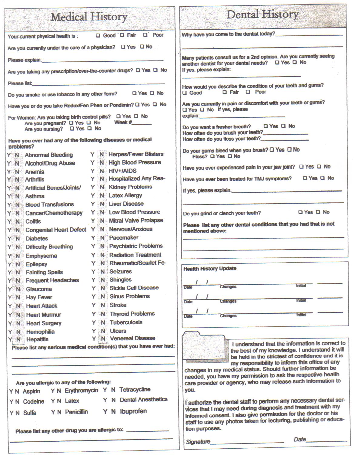 Health History Form In Spanish ADA Health History Form For Dental Patients S500 If You