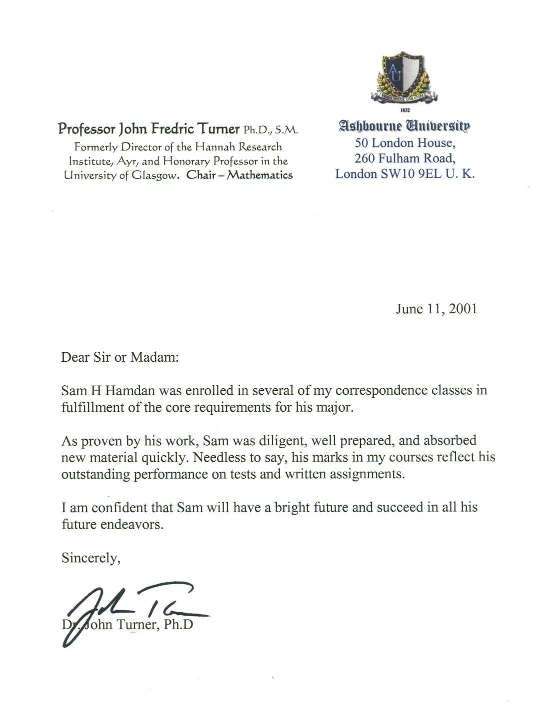 Recommendation Letter For Masters Templates Free Printable