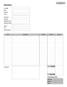 blank invoice paper templates free printable