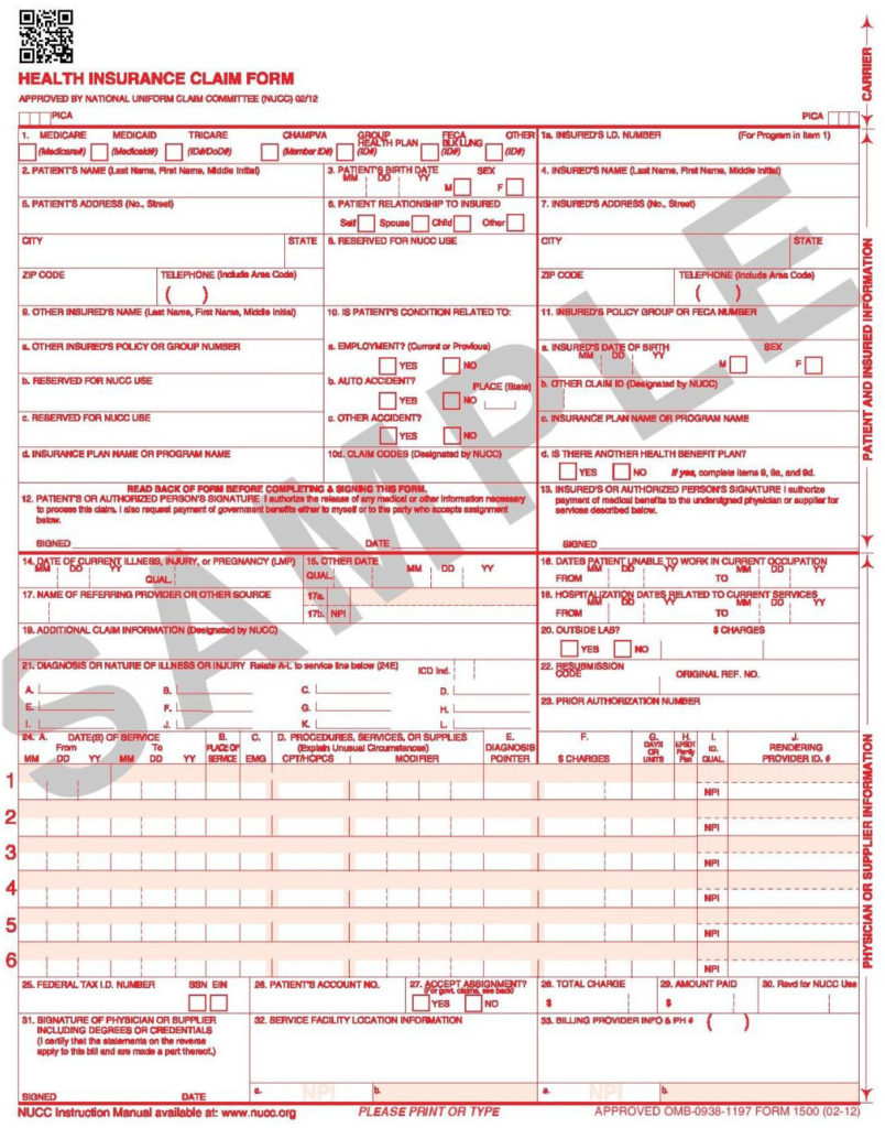 Free Printable 1500 Claim Form - Printable Forms Free Online