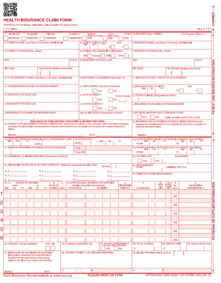 Medical Claim Form | templates free printable