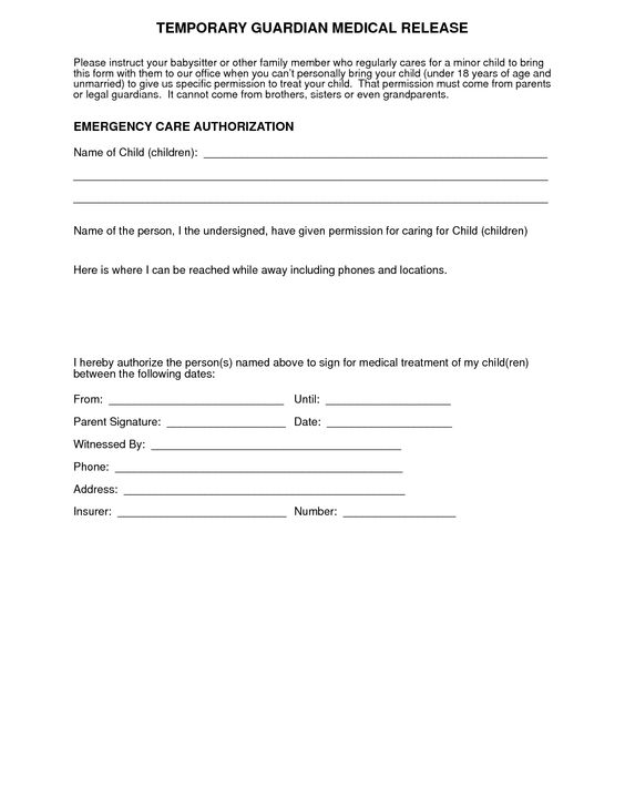 Medical Consent Form For Grandparents Templates Free Printable