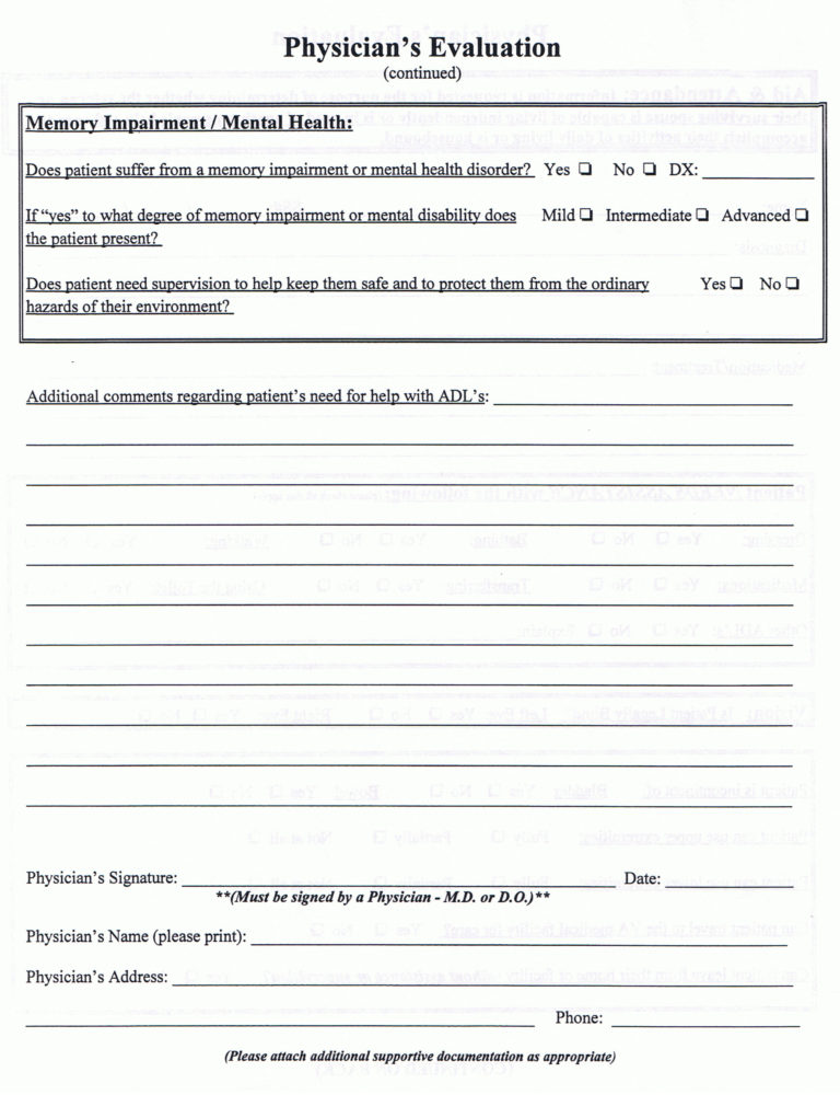 Medical Evaluation Form 