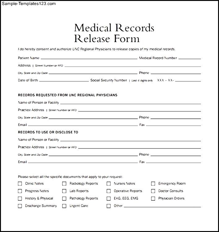 Medical Form Example Templates Free Printable