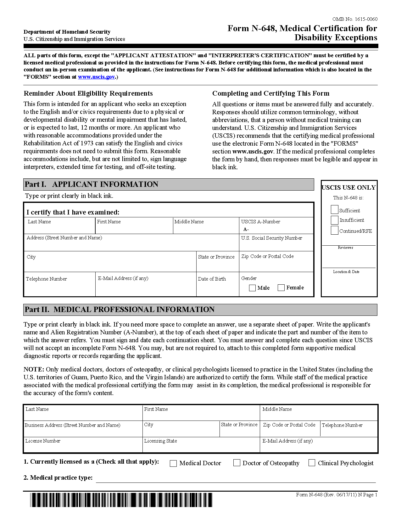 Medical Form Immigration Templates Free Printable