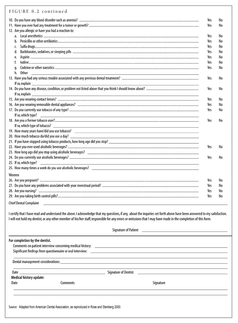 Medical History Form For Dental Office Templates Free Printable