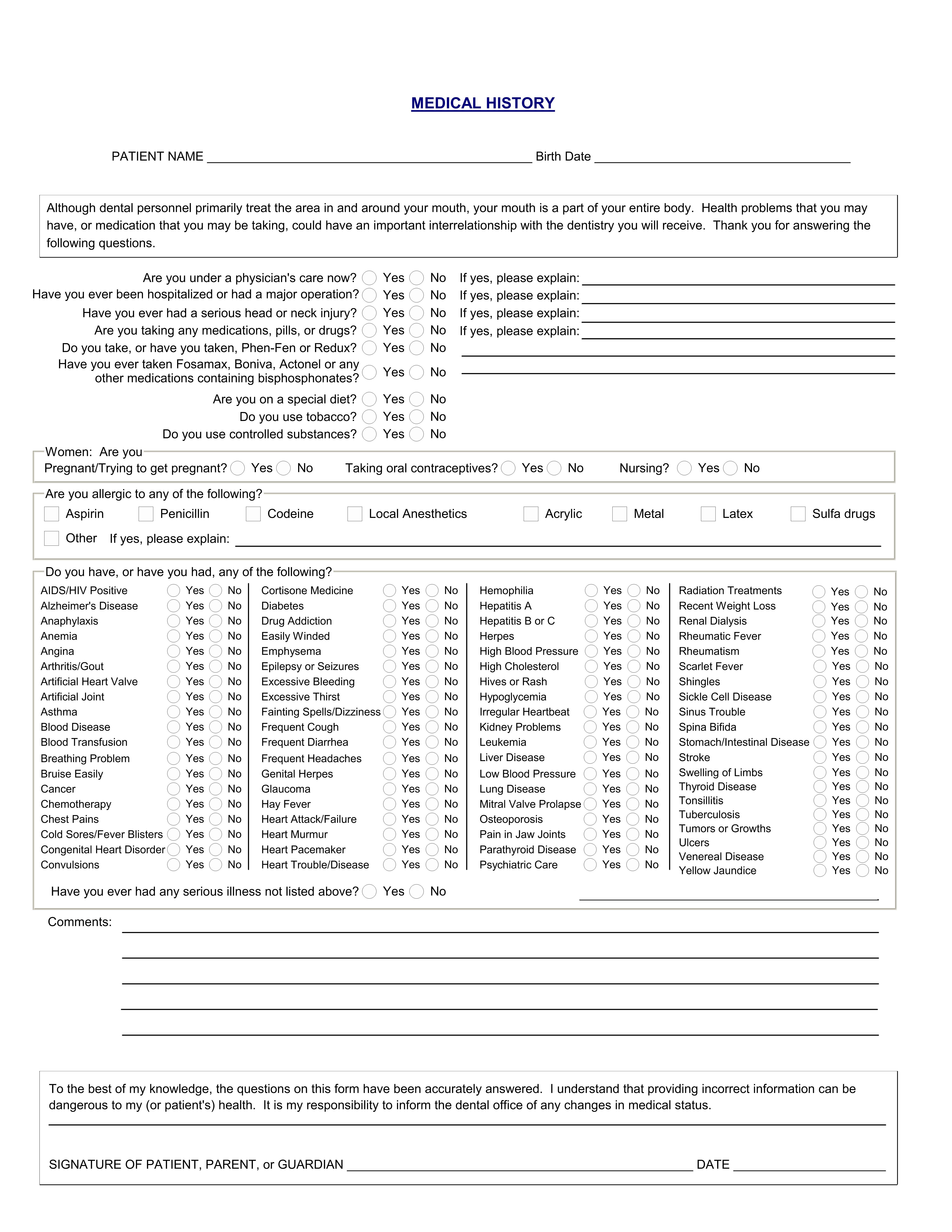 Family Health History Form Template Master Template