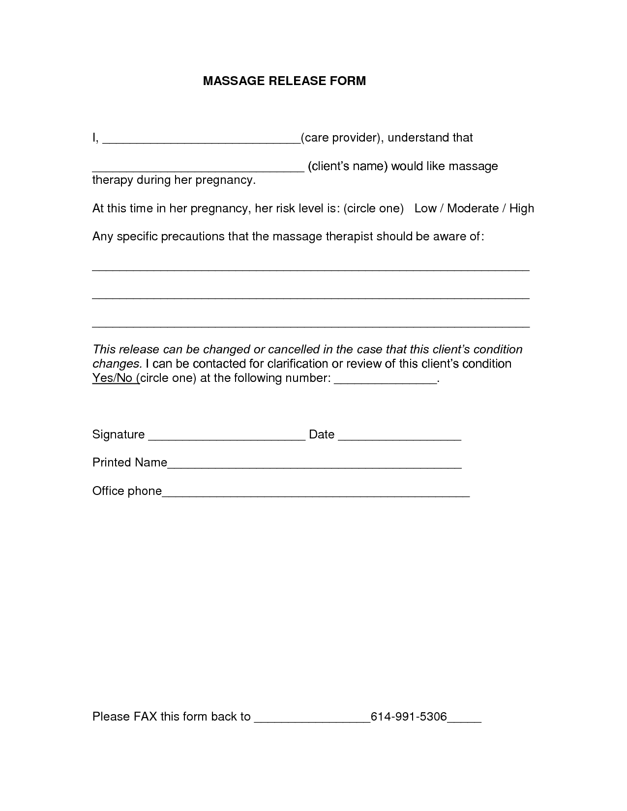 Medical Release Form Templates Free Printable