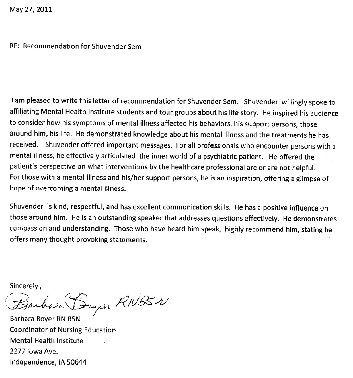 Letter Of Recommendation Template For Nursing Student